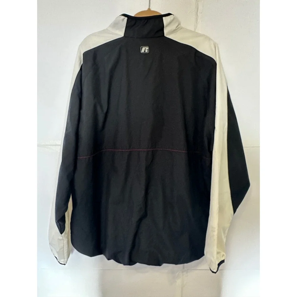Vintage Russell Athletic Mens XL Jacket Black White Lightweight Windbreaker